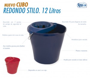 Cubo de limpieza Stilo con ruedas y prensa integrada para uso industrial
