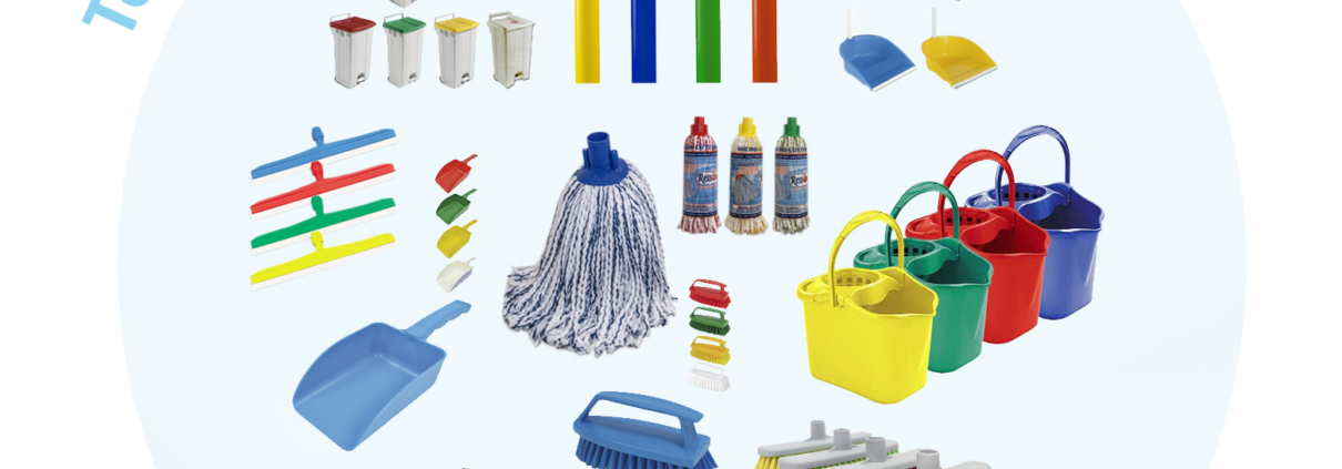 articulos de limpieza con código de color