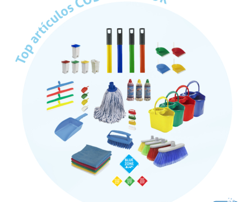 articulos de limpieza con código de color