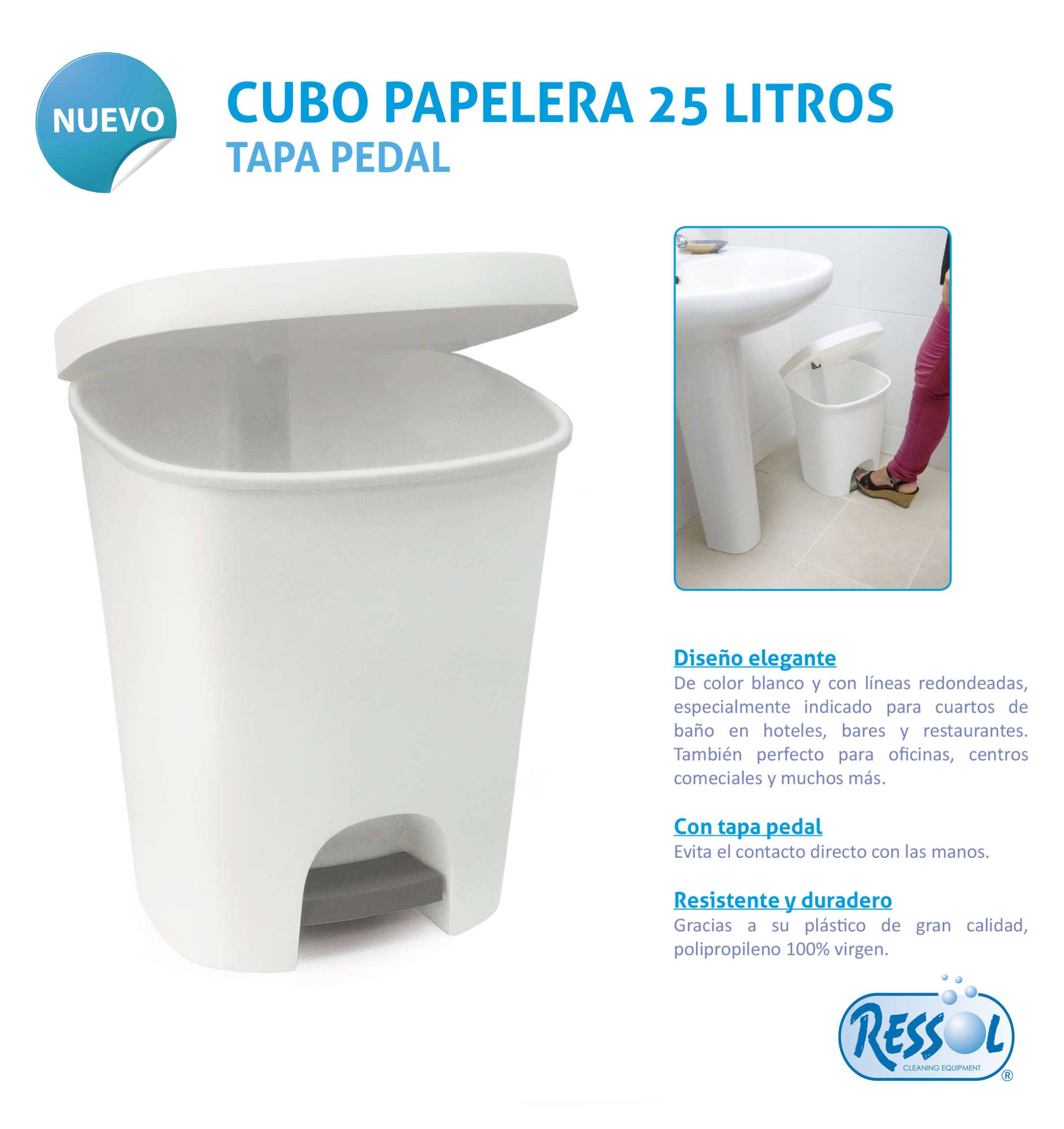 Cubo Papelera 25 Litros con Tapa y Pedal