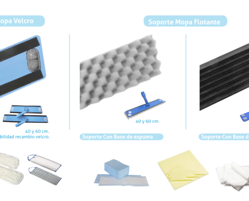 Soportes para: mopas flotantes, lamas, velcro