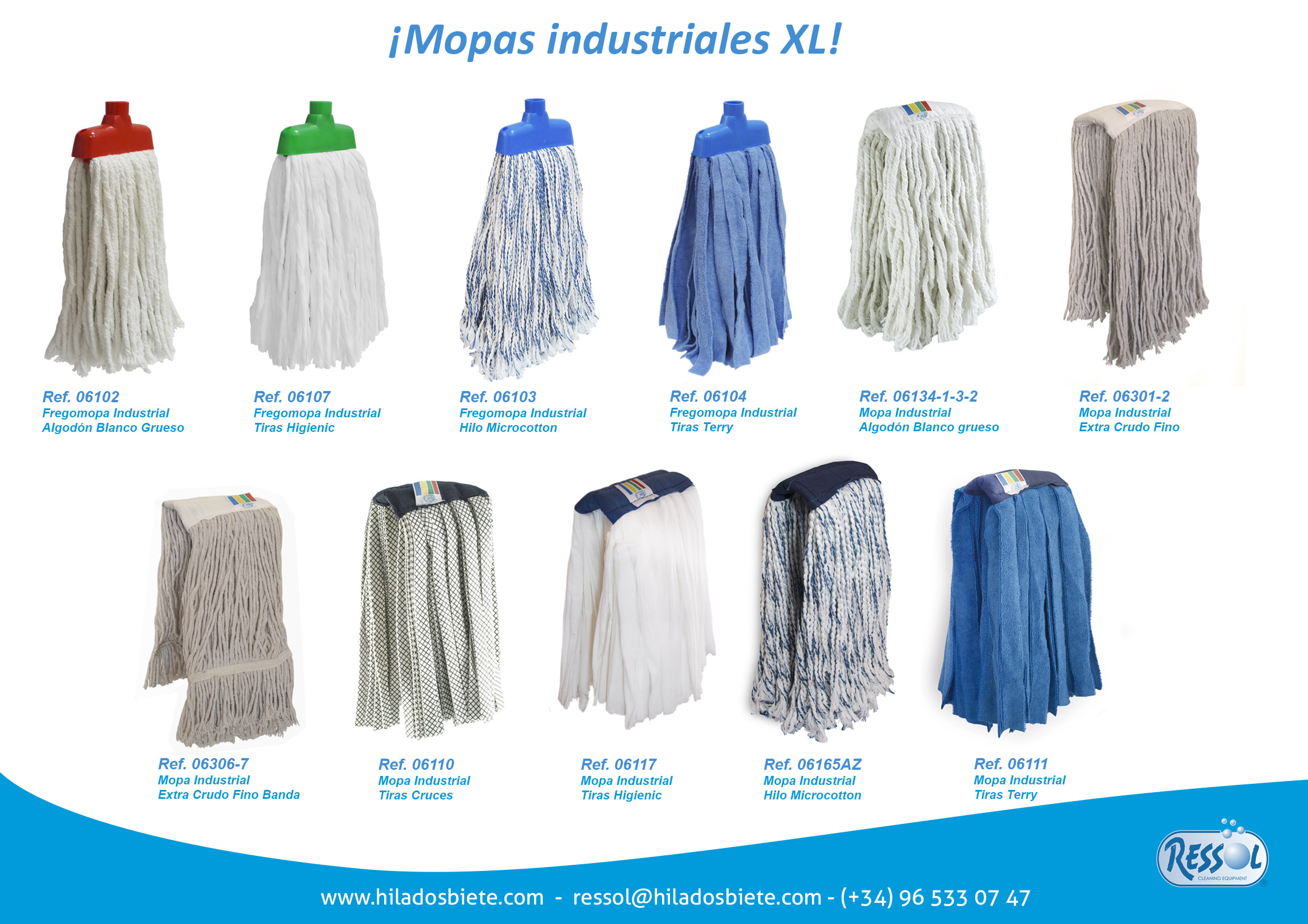 Mopas industriales extragrandes para limpieza profesional