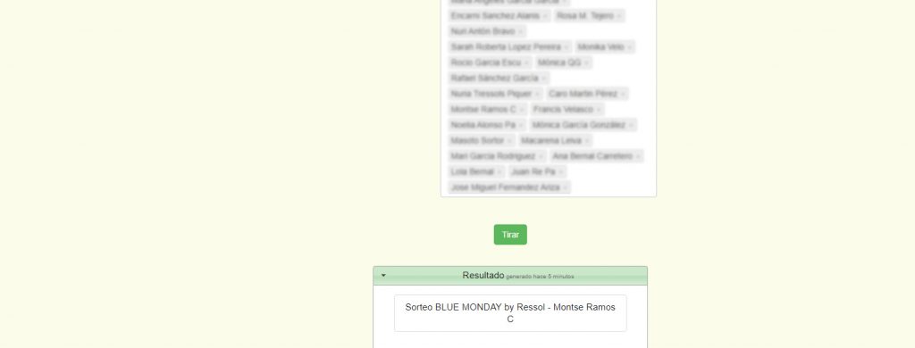 Resultados sorteo blue monday by Ressol